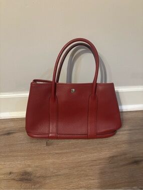 Structured Deep Red Tote with Double Handles